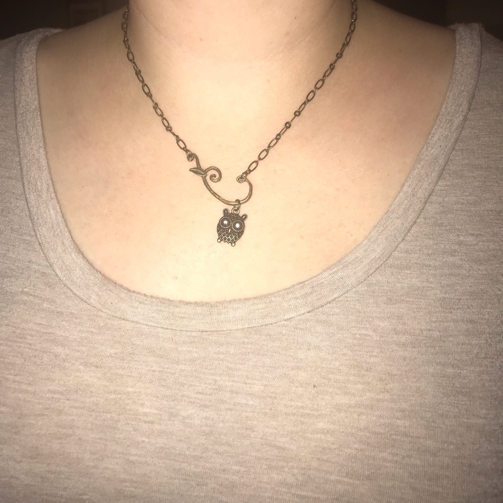 Perch Owl Tree Branch Necklace Bronze Tone - Picture 6 of 6